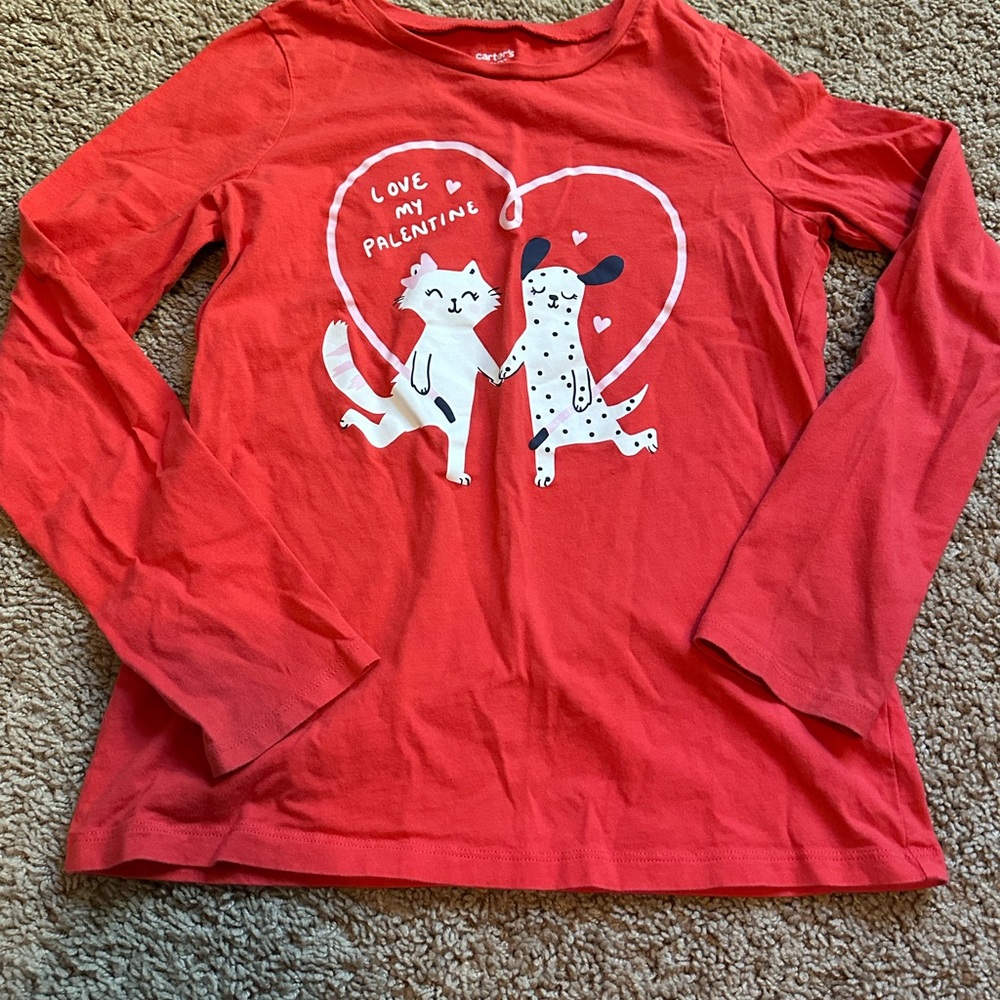 Carter's Red Long Sleeve Tee with Cute Animal Print